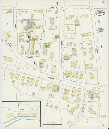 Sanborn Fire Insurance Map from Medway, Norfolk County, Massachusetts (1897), Sheet #0004 - Historic Sanborn Fire Insurance Map Print, vintage old map wall art, antique decor, genealogy gift, Massachusetts Massachusetts map
