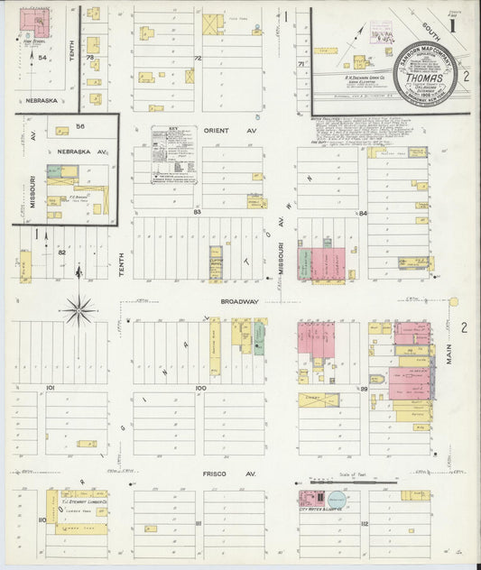 Sanborn Fire Insurance Map from Thomas, Custer County, Oklahoma (1908), Sheet #0001 - Complete Map Set gallery image, historic Sanborn map, vintage wall art, Oklahoma Oklahoma