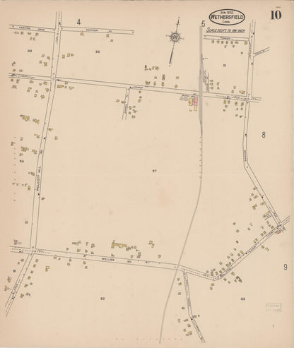 Sanborn Fire Insurance Map from Wethersfield, Hartford County, Connecticut (1922), Sheet #0010 - Complete Map Set gallery image, historic Sanborn map, vintage wall art, Connecticut Connecticut