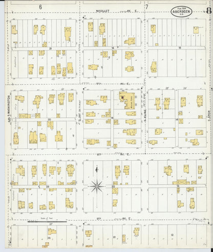 Sanborn Fire Insurance Map from Aberdeen, Brown County, South Dakota (1904), Sheet #0008 - Complete Map Set gallery image, historic Sanborn map, vintage wall art, South Dakota South Dakota