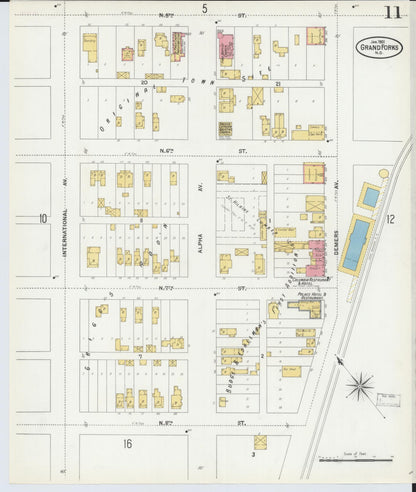 Sanborn Fire Insurance Map from Grand Forks, Grand Forks County, North Dakota (1901), Sheet #0011 - Complete Map Set gallery image, historic Sanborn map, vintage wall art, North Dakota North Dakota
