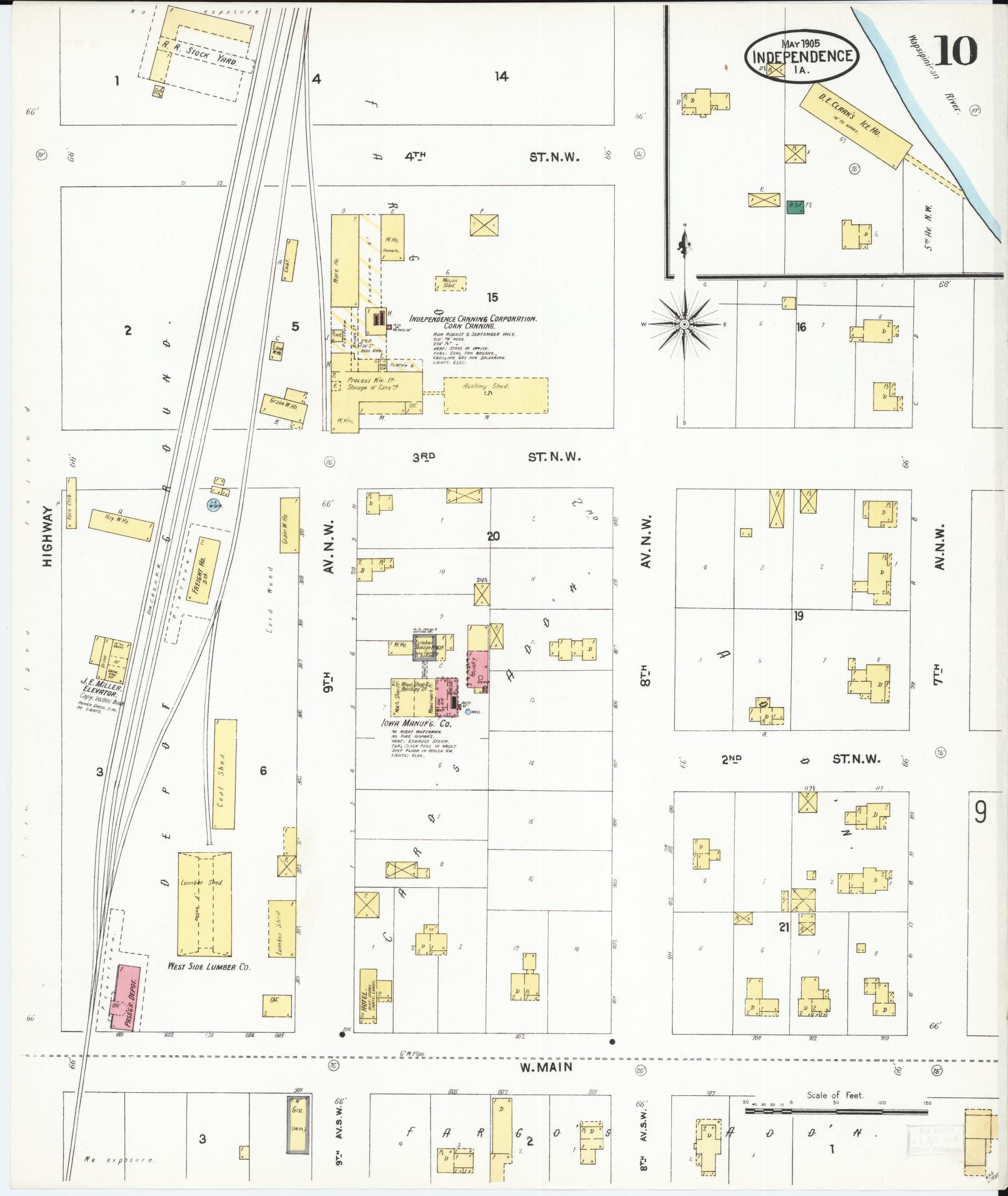 Sanborn Fire Insurance Map from Independence, Buchanan County, Iowa (1905), Sheet #0010 - Historic Sanborn Fire Insurance Map Print, vintage old map wall art