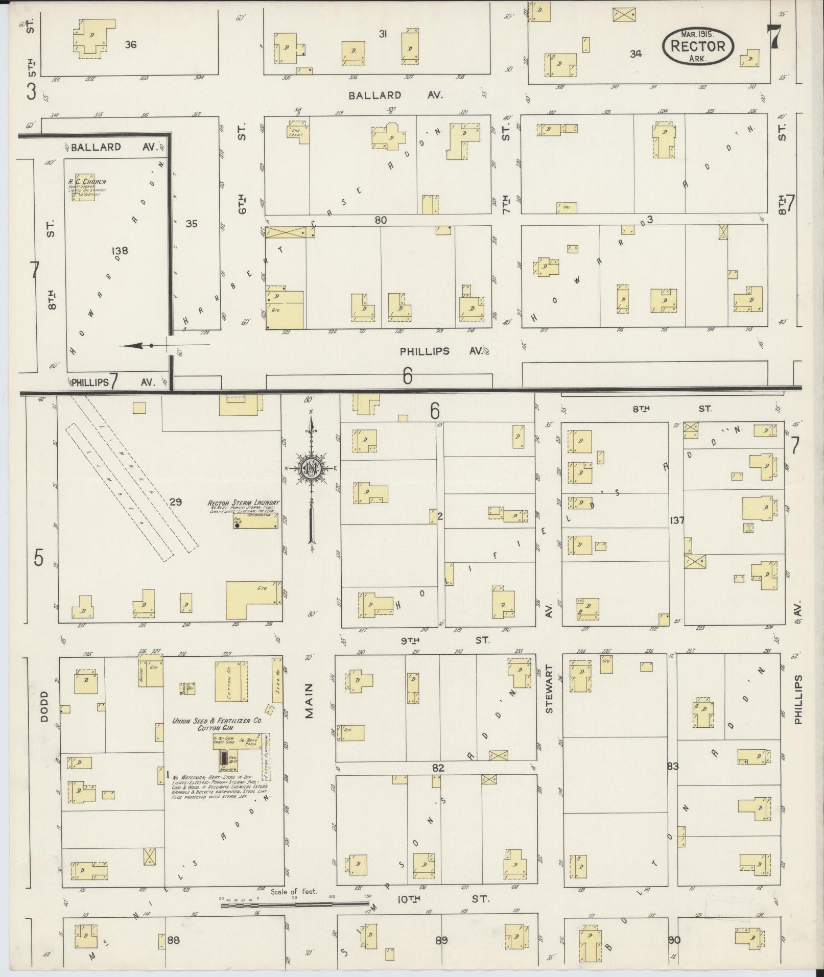 Sanborn Fire Insurance Map from Rector, Clay County, Arkansas (1915), Sheet #0007 - Complete Map Set gallery image, historic Sanborn map, vintage wall art, Arkansas Arkansas