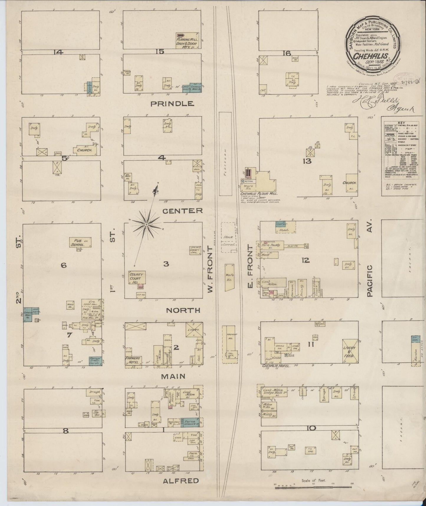 Sanborn Fire Insurance Map from Chehalis, Lewis County, Washington. (1885) – Historic Sanborn Fire Insurance Map Print