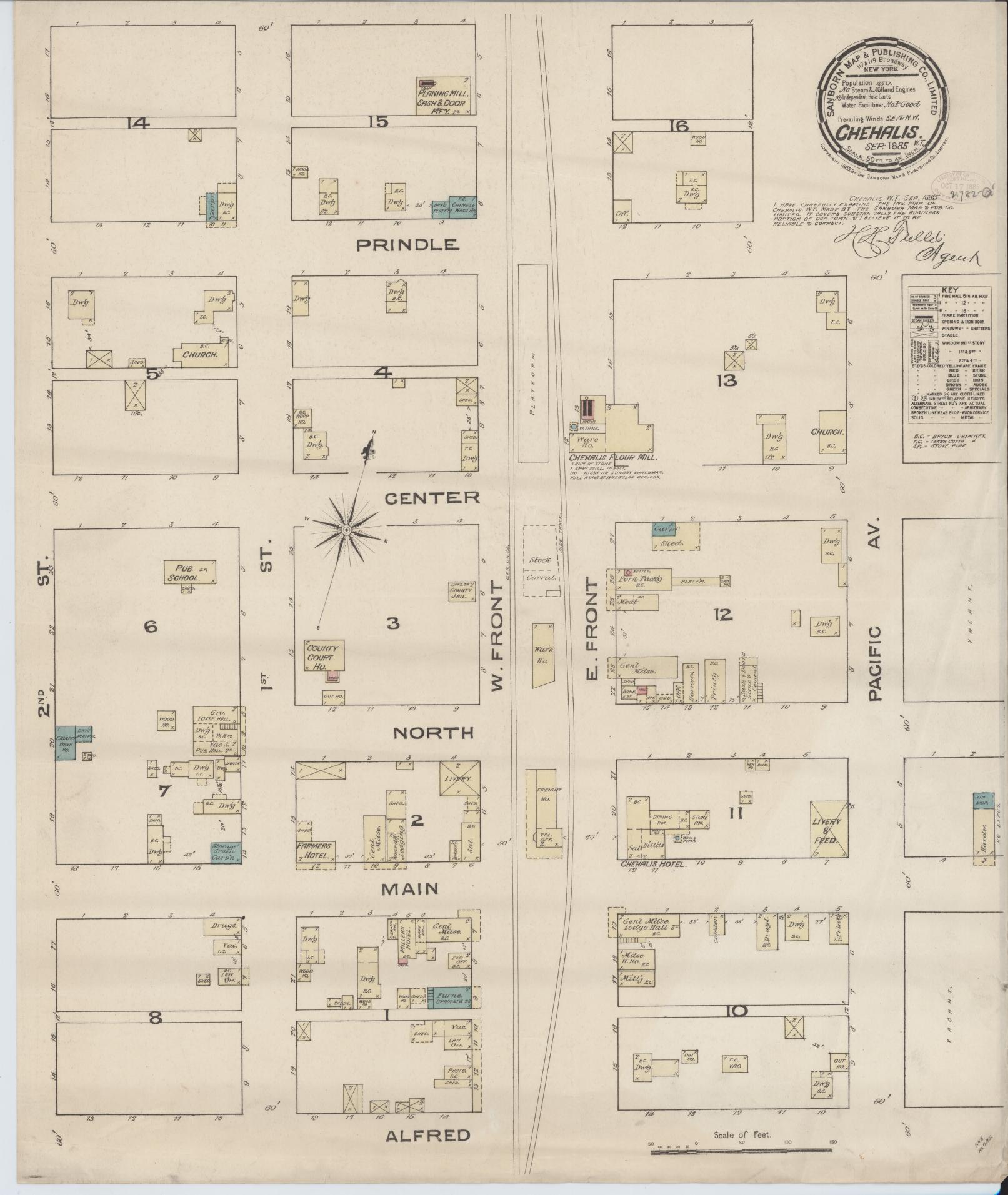 Sanborn Fire Insurance Map from Chehalis, Lewis County, Washington. (1885) – Historic Sanborn Fire Insurance Map Print