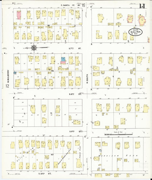 Sanborn Fire Insurance Map from Salina, Saline County, Kansas (1911), Sheet #0014 - Historic Sanborn Fire Insurance Map Print, vintage old map wall art, antique decor, genealogy gift, Kansas Kansas map