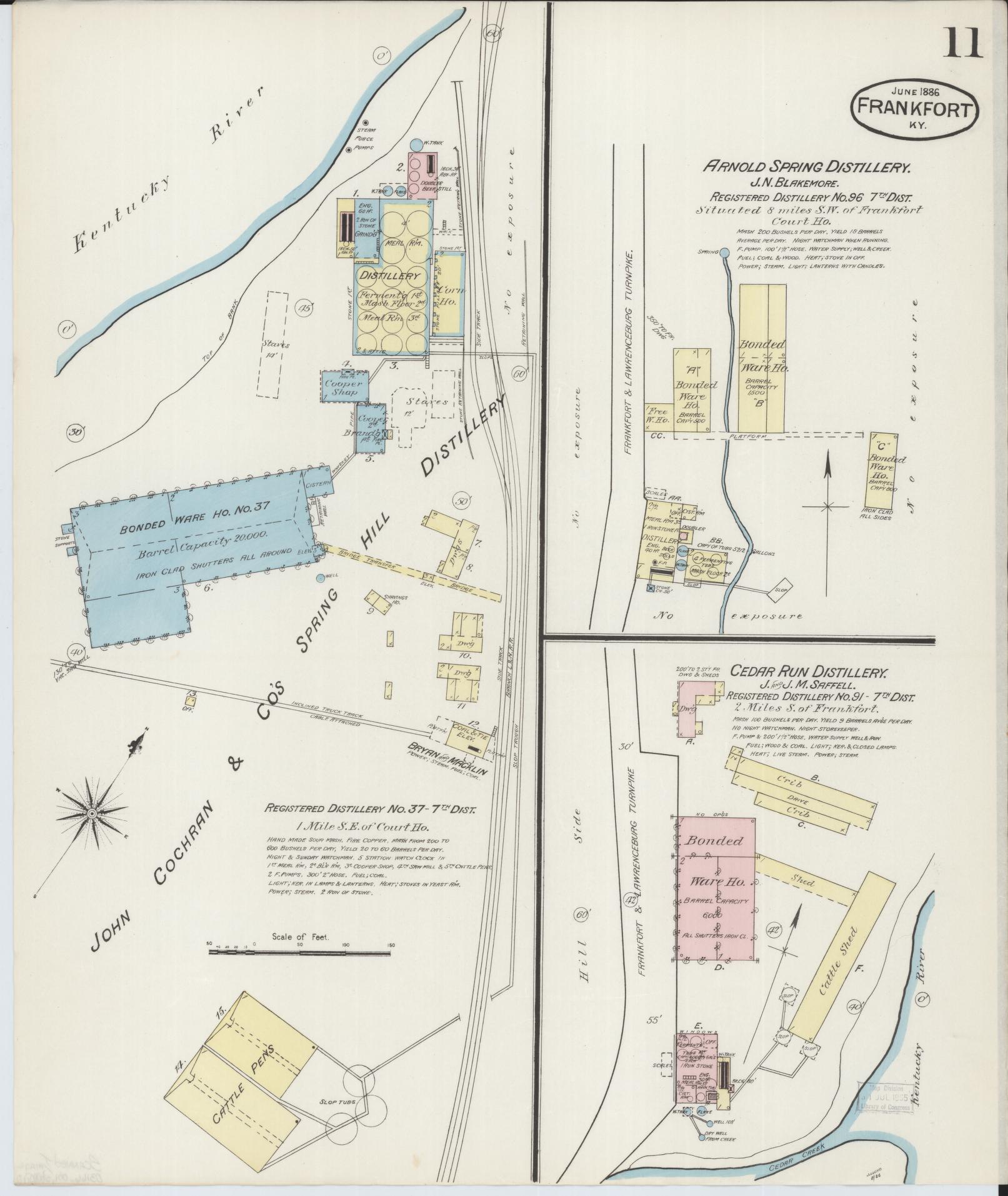 Sanborn Fire Insurance Map from Frankfort, Franklin County, Kentucky (1886), Sheet #0011 - Complete Map Set gallery image, historic Sanborn map, vintage wall art, Kentucky Kentucky
