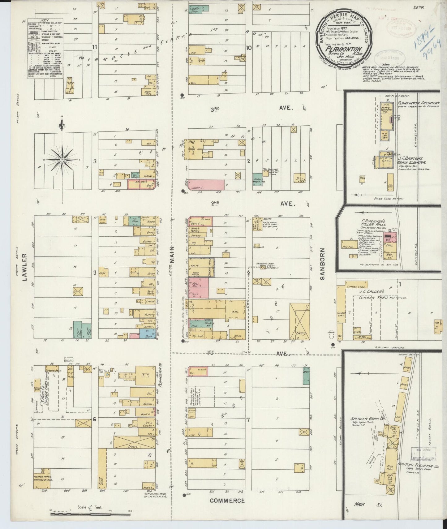 Sanborn Fire Insurance Map from Plankinton, Aurora County, South Dakota. (1899) – Historic Sanborn Fire Insurance Map Print
