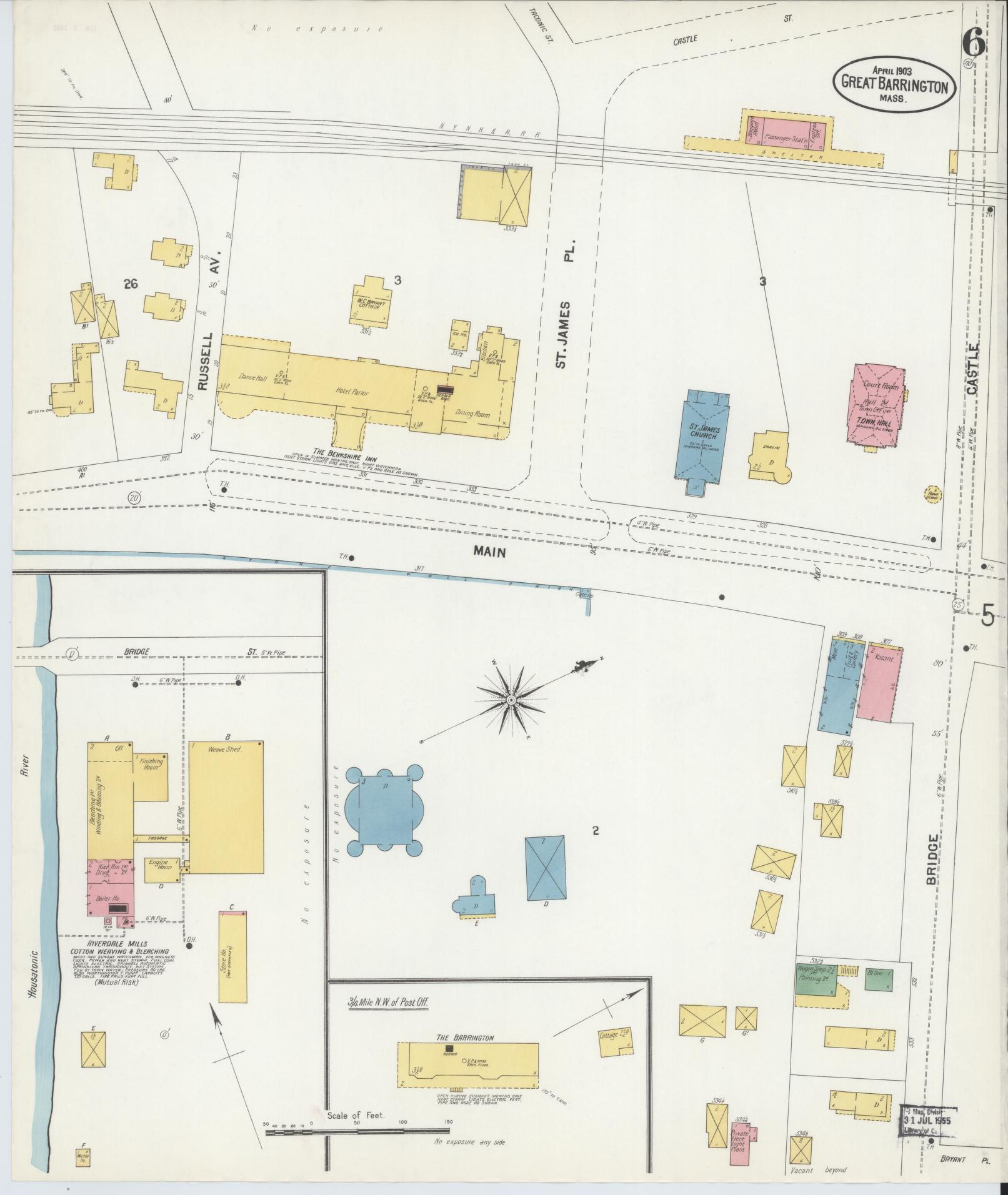 Sanborn Fire Insurance Map from Great Barrington, Berkshire County, Massachusetts (1903), Sheet #0006 - Historic Sanborn Fire Insurance Map Print, vintage old map wall art, antique decor, genealogy gift, Massachusetts Massachusetts map
