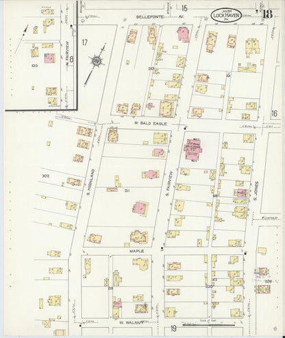 Sanborn Fire Insurance Map from Lock Haven, Clinton County, Pennsylvania (1914), Sheet #0018 - Complete Map Set gallery image, historic Sanborn map, vintage wall art, Pennsylvania Pennsylvania