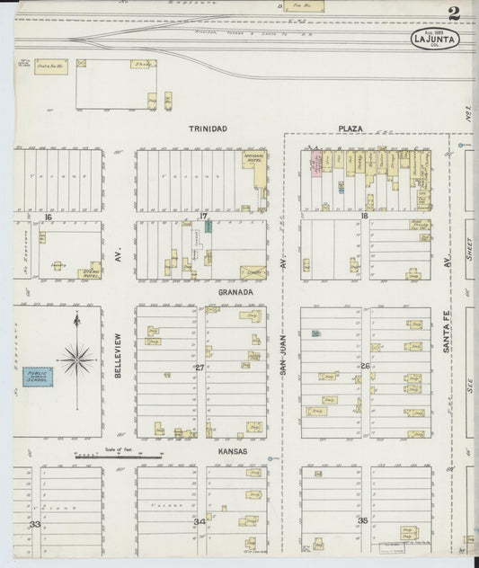 Sanborn Fire Insurance Map from La Junta, Otero County, Colorado (1889), Sheet #0002 - Historic Sanborn Fire Insurance Map Print, vintage old map wall art, antique decor, genealogy gift, Colorado Colorado map