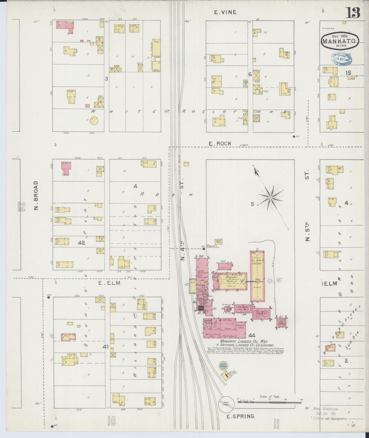 Sanborn Fire Insurance Map from Mankato, Blue Earth County, Minnesota (1894), Sheet #0013 - Complete Map Set gallery image, historic Sanborn map, vintage wall art, Minnesota Minnesota
