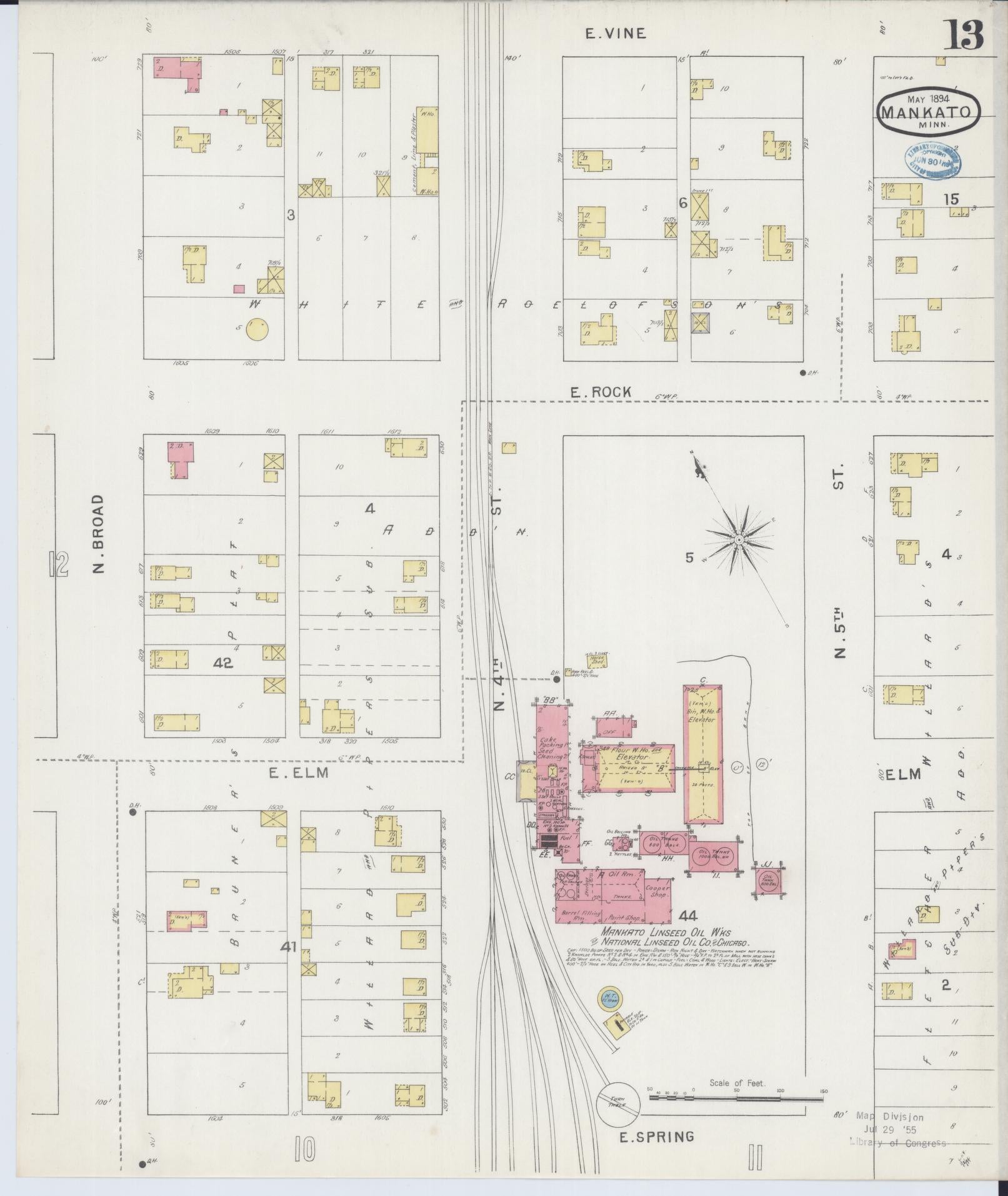 Sanborn Fire Insurance Map from Mankato, Blue Earth County, Minnesota (1894), Sheet #0013 - Complete Map Set gallery image, historic Sanborn map, vintage wall art, Minnesota Minnesota
