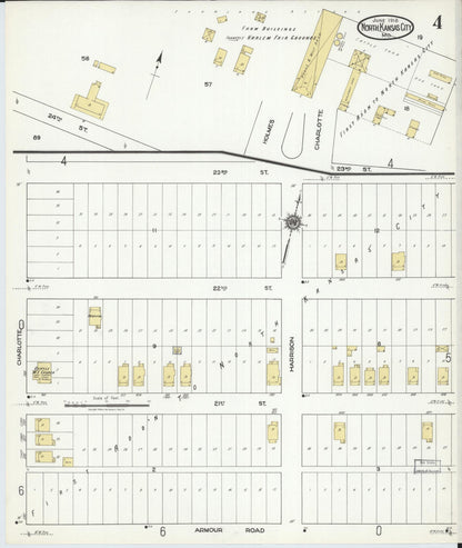 Sanborn Fire Insurance Map from North Kansas City, Clay County, Missouri (1918), Sheet #0004 - Historic Sanborn Fire Insurance Map Print, vintage old map wall art, antique decor, genealogy gift, Missouri Missouri map