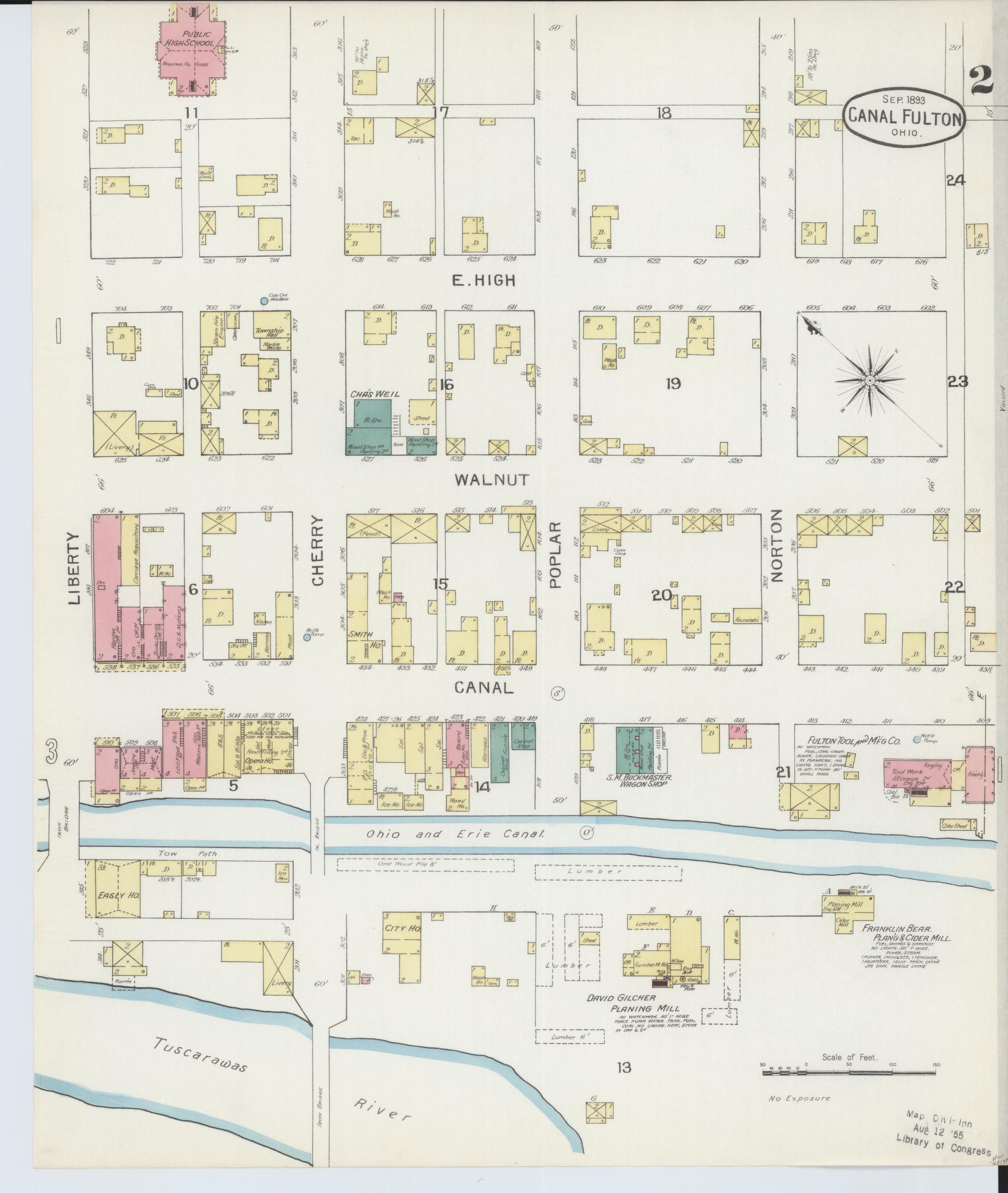 Sanborn Fire Insurance Map from Canal Fulton, Stark County, Ohio (1893), Sheet #0002 - Historic Sanborn Fire Insurance Map Print, vintage old map wall art, antique decor, genealogy gift, Ohio Ohio map