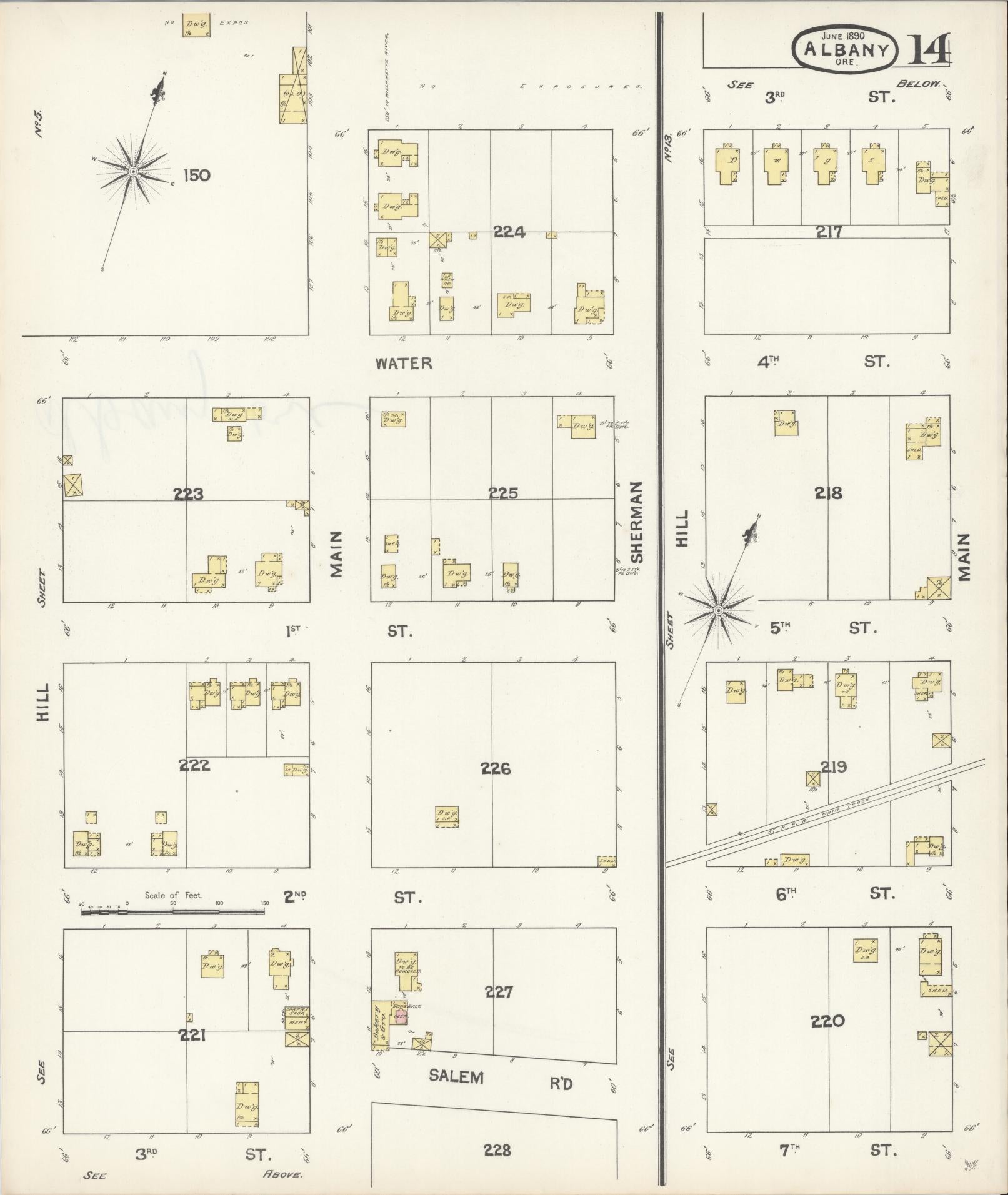 Sanborn Fire Insurance Map from Albany, Linn County, Oregon (1890), Sheet #0014 - Complete Map Set gallery image, historic Sanborn map, vintage wall art, Oregon Oregon