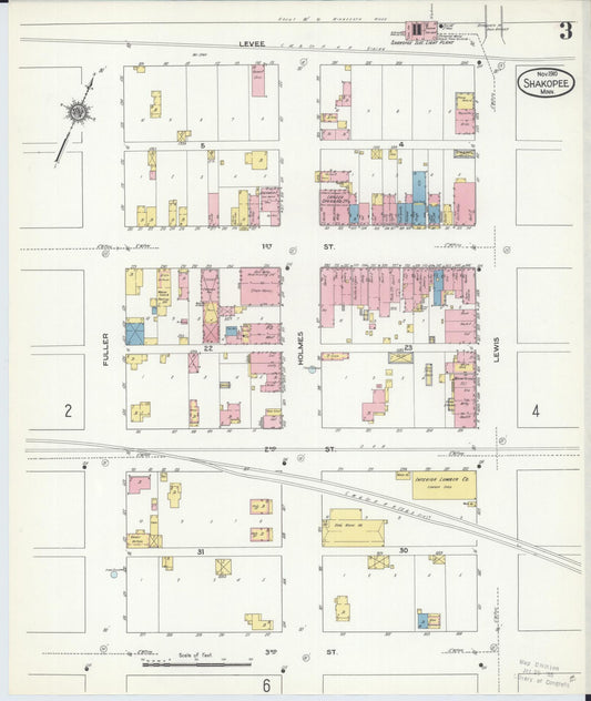 Sanborn Fire Insurance Map from Shakopee, Scott County, Minnesota (1910), Sheet #0003 - Historic Sanborn Fire Insurance Map Print, vintage old map wall art, antique decor, genealogy gift, Minnesota Minnesota map