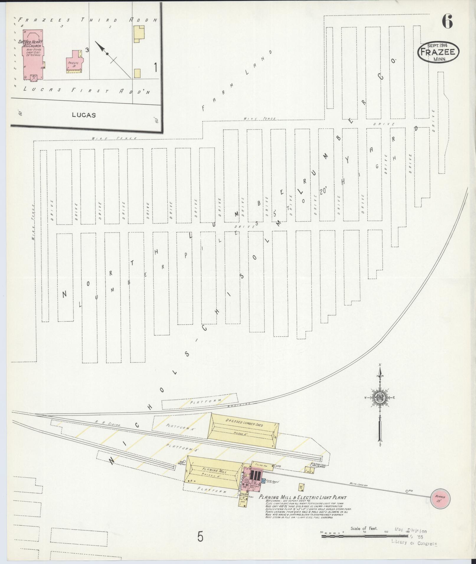 Sanborn Fire Insurance Map from Frazee, Becker County, Minnesota (1914), Sheet #0006 - Historic Sanborn Fire Insurance Map Print, vintage old map wall art, antique decor, genealogy gift, Minnesota Minnesota map