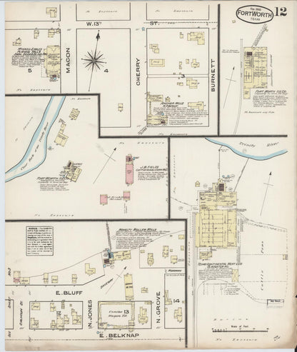 Sanborn Fire Insurance Map from Fort Worth, Tarrant County, Texas (1885), Sheet #0012 - Complete Map Set gallery image, historic Sanborn map, vintage wall art, Texas Texas