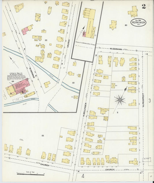 Sanborn Fire Insurance Map from Herkimer, Herkimer County, New York (1906), Sheet #0002 - Historic Sanborn Fire Insurance Map Print, vintage old map wall art, antique decor, genealogy gift, New York New York map
