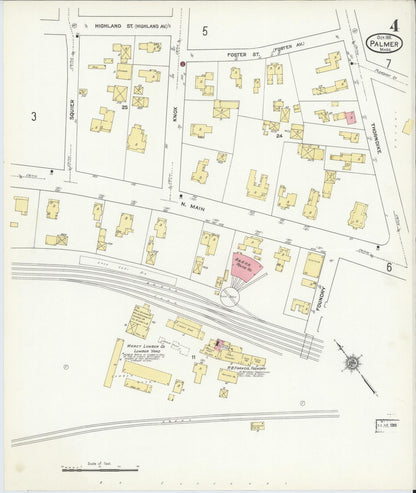 Sanborn Fire Insurance Map from Palmer, Hampden County, Massachusetts (1911), Sheet #0004 - Complete Map Set gallery image, historic Sanborn map, vintage wall art, Massachusetts Massachusetts