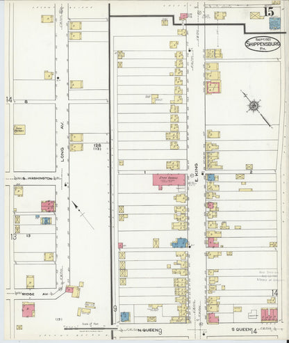 Sanborn Fire Insurance Map from Shippensburg, Cumberland And Franklin Counties, Pennsylvania (1921), Sheet #0015 - Historic Sanborn Fire Insurance Map Print, vintage old map wall art, antique decor, genealogy gift, Counties Pennsylvania map