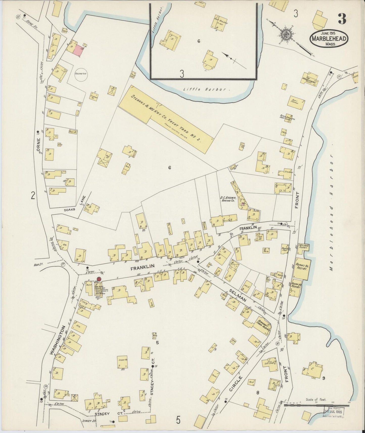 Sanborn Fire Insurance Map from Marblehead, Essex County, Massachusetts (1915), Sheet #0003 - Historic Sanborn Fire Insurance Map Print, vintage old map wall art, antique decor, genealogy gift, Massachusetts Massachusetts map