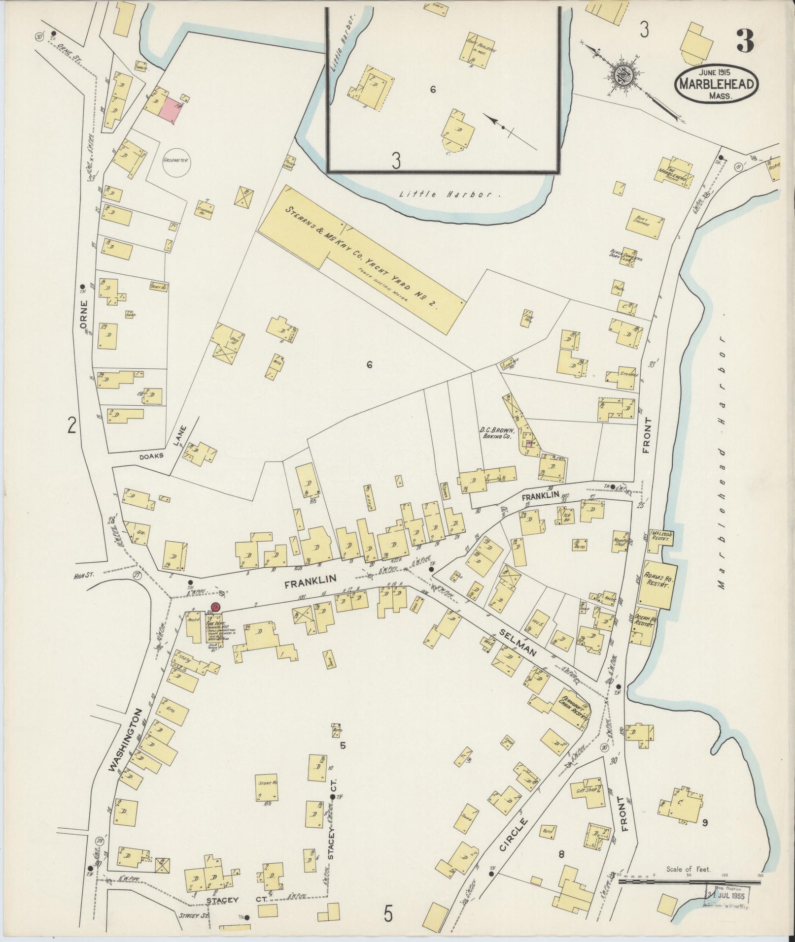 Sanborn Fire Insurance Map from Marblehead, Essex County, Massachusetts (1915), Sheet #0003 - Historic Sanborn Fire Insurance Map Print, vintage old map wall art, antique decor, genealogy gift, Massachusetts Massachusetts map