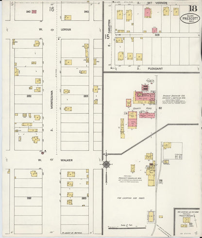 Sanborn Fire Insurance Map from Prescott, Yavapai County, Arizona (1910), Sheet #0018 - Complete Map Set gallery image, historic Sanborn map, vintage wall art, Arizona Arizona