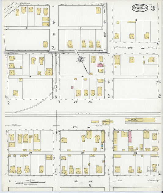 Sanborn Fire Insurance Map from Saint Albans, Kanawha County, West Virginia (1920), Sheet #0003 - Historic Sanborn Fire Insurance Map Print, vintage old map wall art, antique decor, genealogy gift, West Virginia West Virginia map
