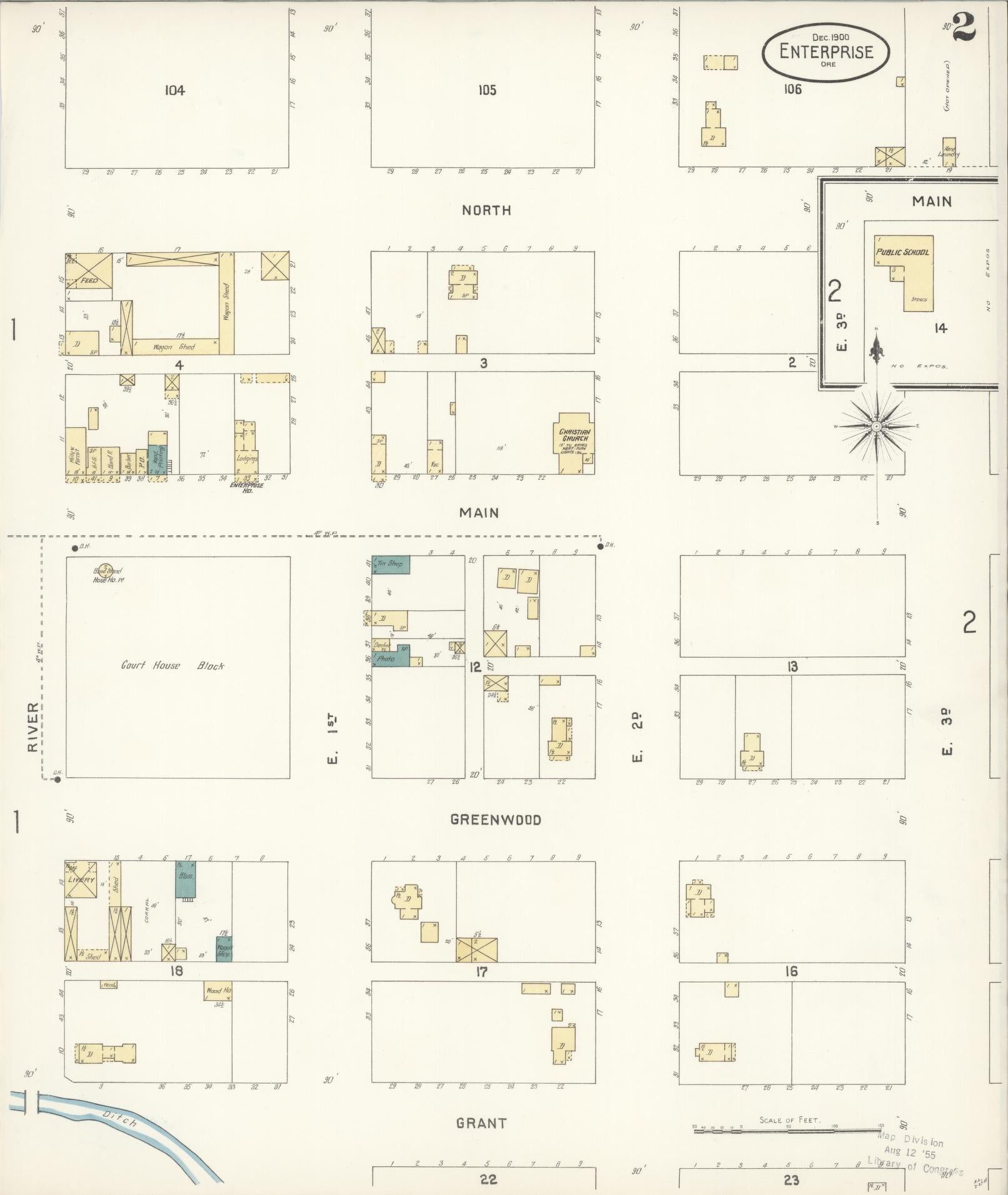 Sanborn Fire Insurance Map from Enterprise, Wallowa County, Oregon (1900), Sheet #0002 - Historic Sanborn Fire Insurance Map Print, vintage old map wall art, antique decor, genealogy gift, Oregon Oregon map