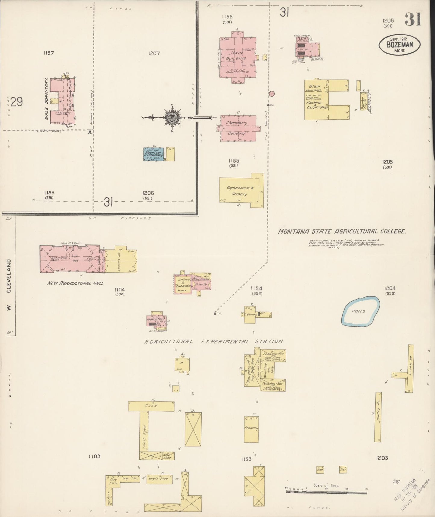 Sanborn Fire Insurance Map from Bozeman, Gallatin County, Montana (1912), Sheet #0031 - Complete Map Set gallery image, historic Sanborn map, vintage wall art, Montana Montana