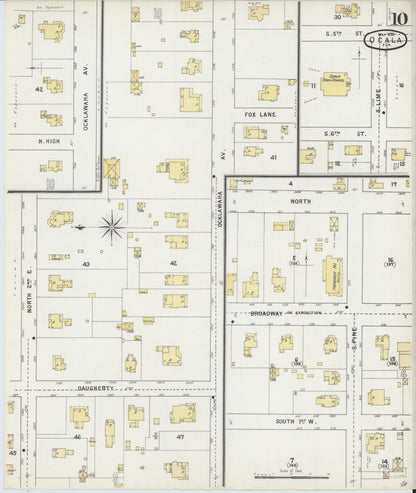 Sanborn Fire Insurance Map from Ocala, Marion County, Florida (1895), Sheet #0010 - Complete Map Set gallery image, historic Sanborn map, vintage wall art, Florida Florida