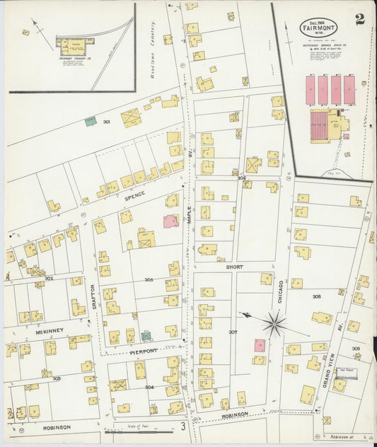 Sanborn Fire Insurance Map from Fairmont, Marion County, West Virginia (1906), Sheet #0002 - Historic Sanborn Fire Insurance Map Print, vintage old map wall art, antique decor, genealogy gift, West Virginia West Virginia map