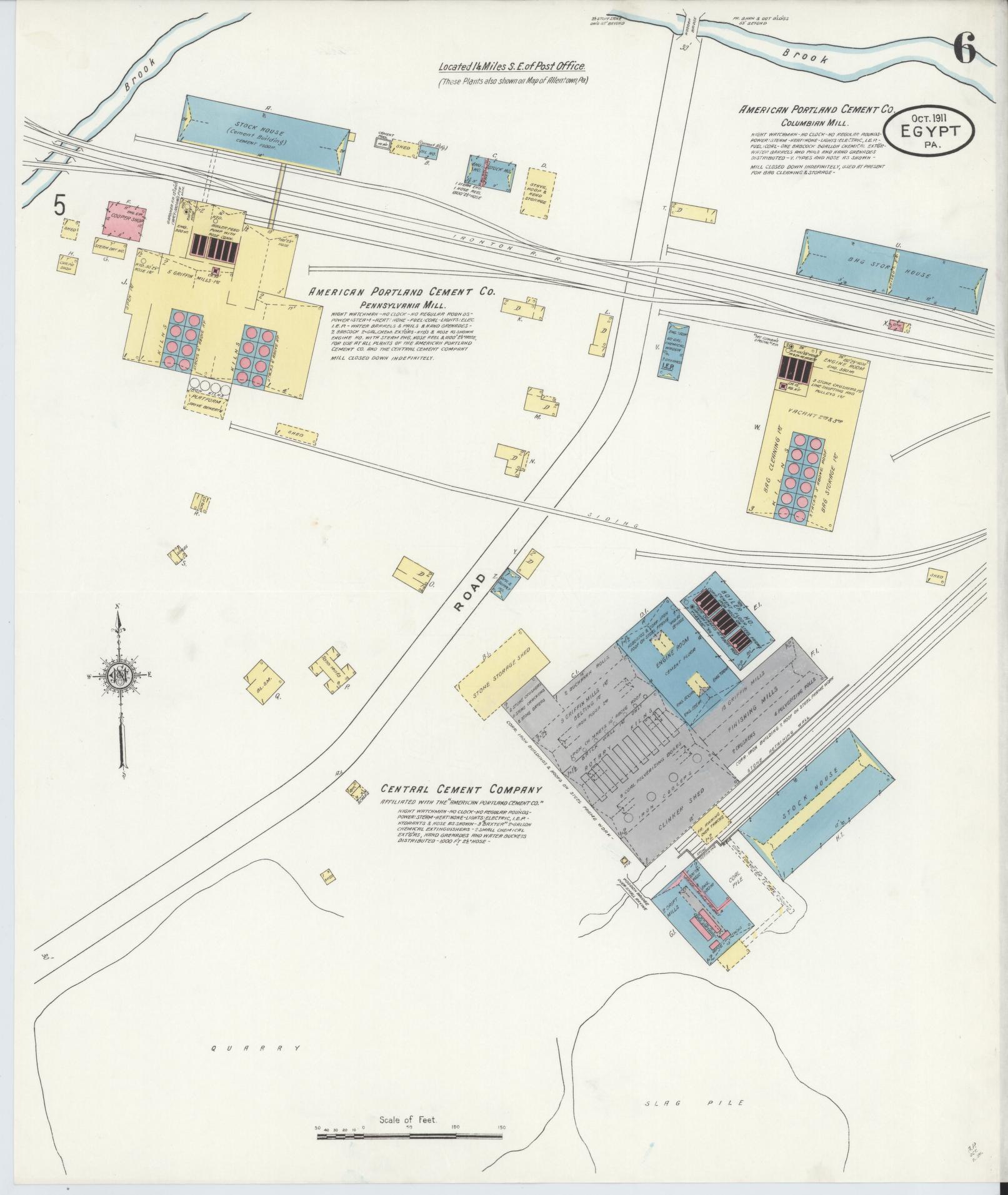 Sanborn Fire Insurance Map from Egypt, Lehigh County, Pennsylvania (1911), Sheet #0006 - Historic Sanborn Fire Insurance Map Print, vintage old map wall art, antique decor, genealogy gift, Pennsylvania Pennsylvania map