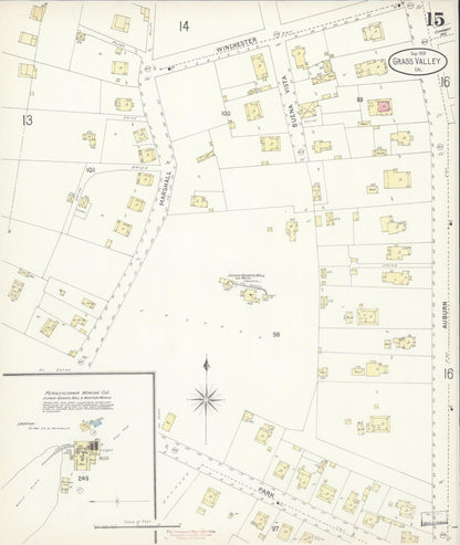 Sanborn Fire Insurance Map from Grass Valley, Nevada County, California (1898), Sheet #0015 - Complete Map Set gallery image, historic Sanborn map, vintage wall art, Grass Valley Nevada