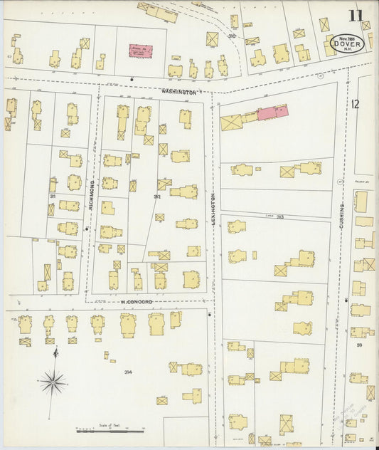 Sanborn Fire Insurance Map from Dover, Strafford County, New Hampshire (1905), Sheet #0011 - Historic Sanborn Fire Insurance Map Print, vintage old map wall art, antique decor, genealogy gift, New Hampshire New Hampshire map