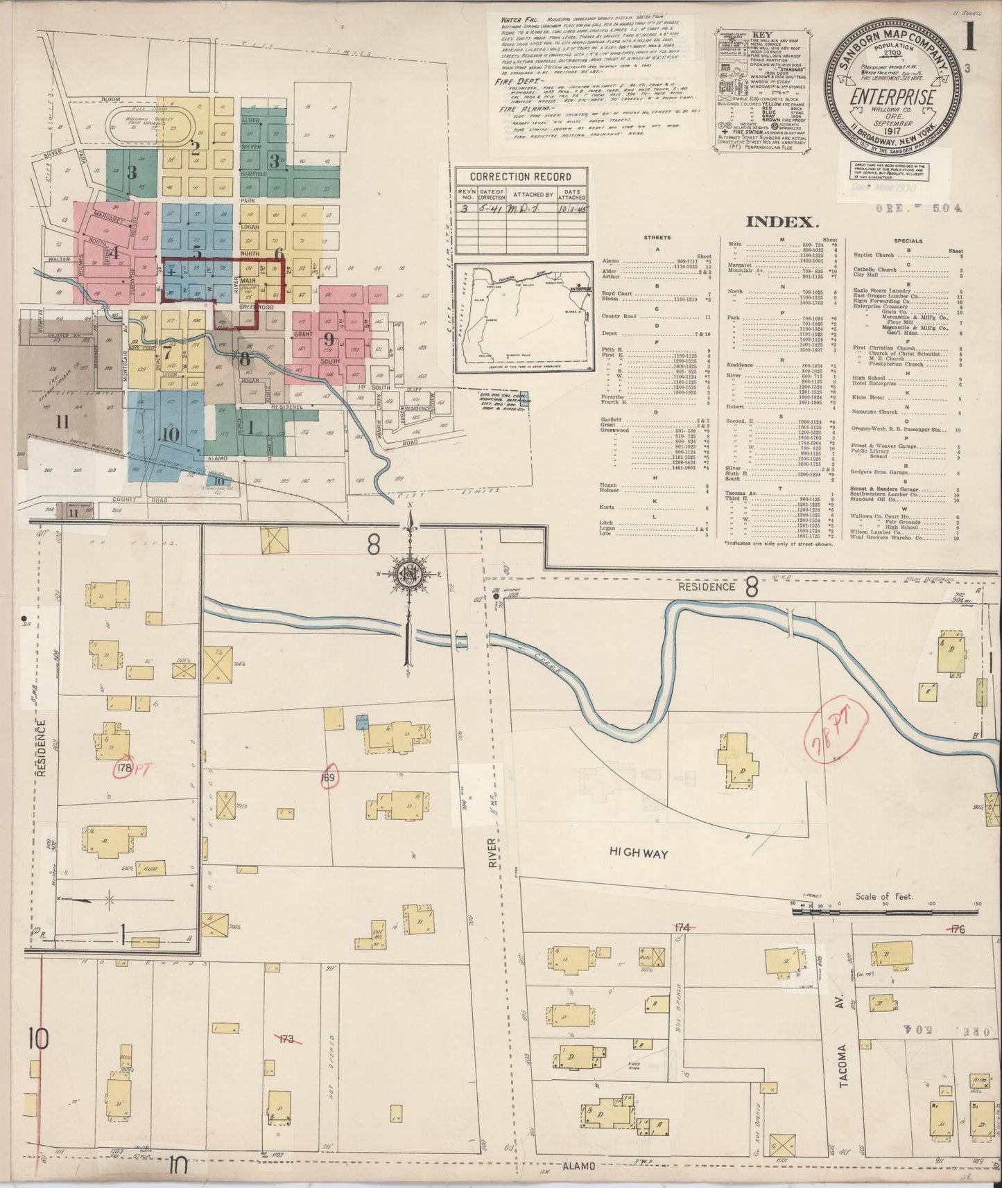 Sanborn Fire Insurance Map from Enterprise, Wallowa County, Oregon (1941), Sheet #0001 - Complete Map Set gallery image, historic Sanborn map, vintage wall art, Oregon Oregon