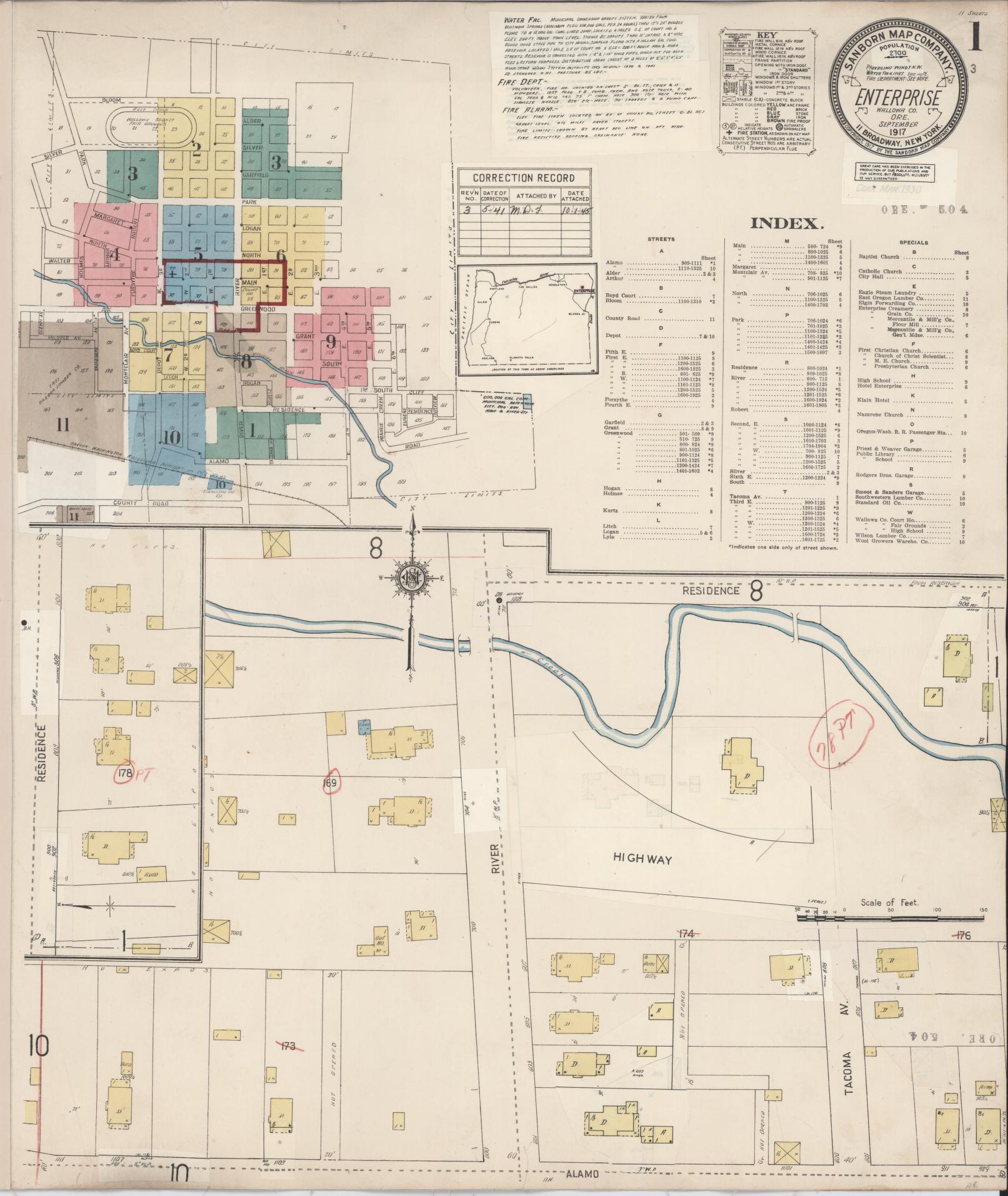 Sanborn Fire Insurance Map from Enterprise, Wallowa County, Oregon (1941), Sheet #0001 - Complete Map Set gallery image, historic Sanborn map, vintage wall art, Oregon Oregon
