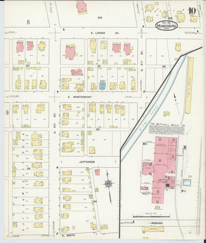 Sanborn Fire Insurance Map from Miamisburg, Montgomery County, Ohio (1911), Sheet #0010 - Historic Sanborn Fire Insurance Map Print, vintage old map wall art, antique decor, genealogy gift, Ohio Ohio map