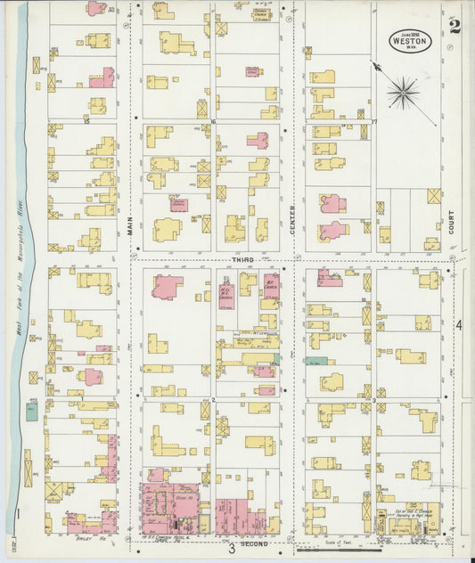 Sanborn Fire Insurance Map from Weston, Lewis County, West Virginia (1898), Sheet #0002 - Historic Sanborn Fire Insurance Map Print, vintage old map wall art, antique decor, genealogy gift, West Virginia West Virginia map