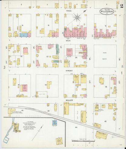 Sanborn Fire Insurance Map from Millersburg, Bourbon County, Kentucky (1903), Sheet #0002 - Complete Map Set gallery image, historic Sanborn map, vintage wall art, Kentucky Kentucky