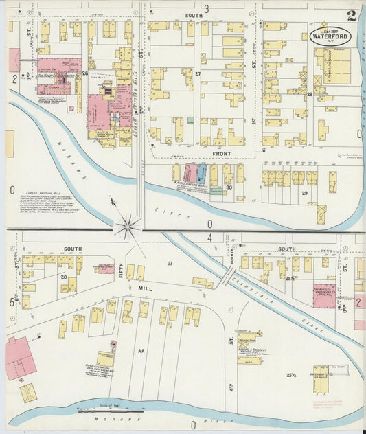 Sanborn Fire Insurance Map from Waterford, Saratoga County, New York (1897), Sheet #0002 - Historic Sanborn Fire Insurance Map Print, vintage old map wall art, antique decor, genealogy gift, New York New York map