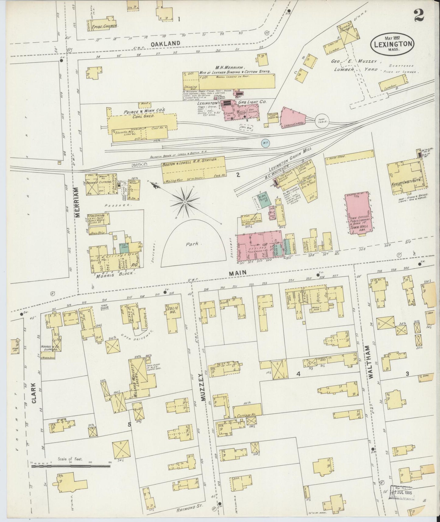 Sanborn Fire Insurance Map from Lexington, Middlesex County, Massachusetts (1897), Sheet #0002 - Historic Sanborn Fire Insurance Map Print, vintage old map wall art, antique decor, genealogy gift, Massachusetts Massachusetts map