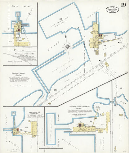 Sanborn Fire Insurance Map from Aberdeen, Grays Harbor County, Washington (1901), Sheet #0019 - Complete Map Set gallery image, historic Sanborn map, vintage wall art, Washington Washington