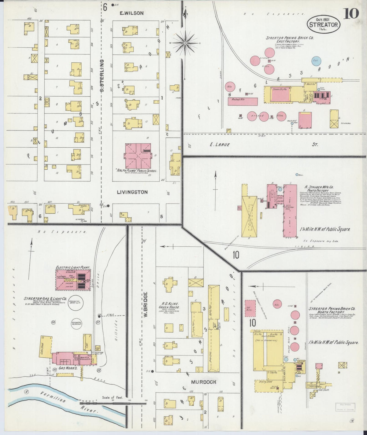 Sanborn Fire Insurance Map from Streator, La Salle County, Illinois (1901), Sheet #0010 - Complete Map Set gallery image, historic Sanborn map, vintage wall art, Illinois Illinois