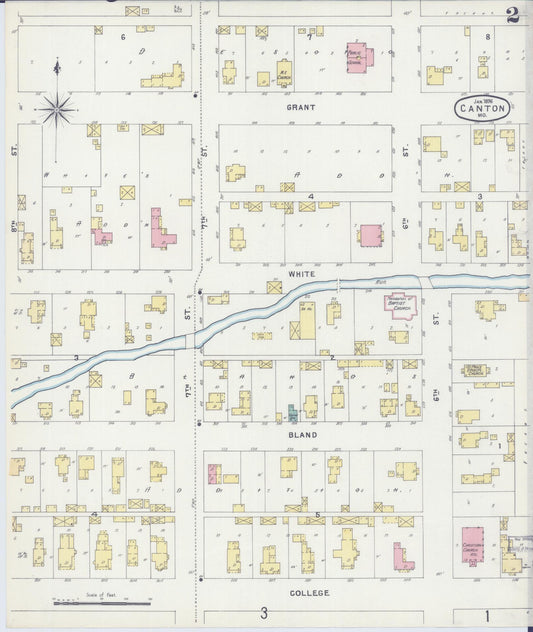 Sanborn Fire Insurance Map from Canton, Lewis County, Missouri (1896), Sheet #0002 - Historic Sanborn Fire Insurance Map Print, vintage old map wall art, antique decor, genealogy gift, Missouri Missouri map