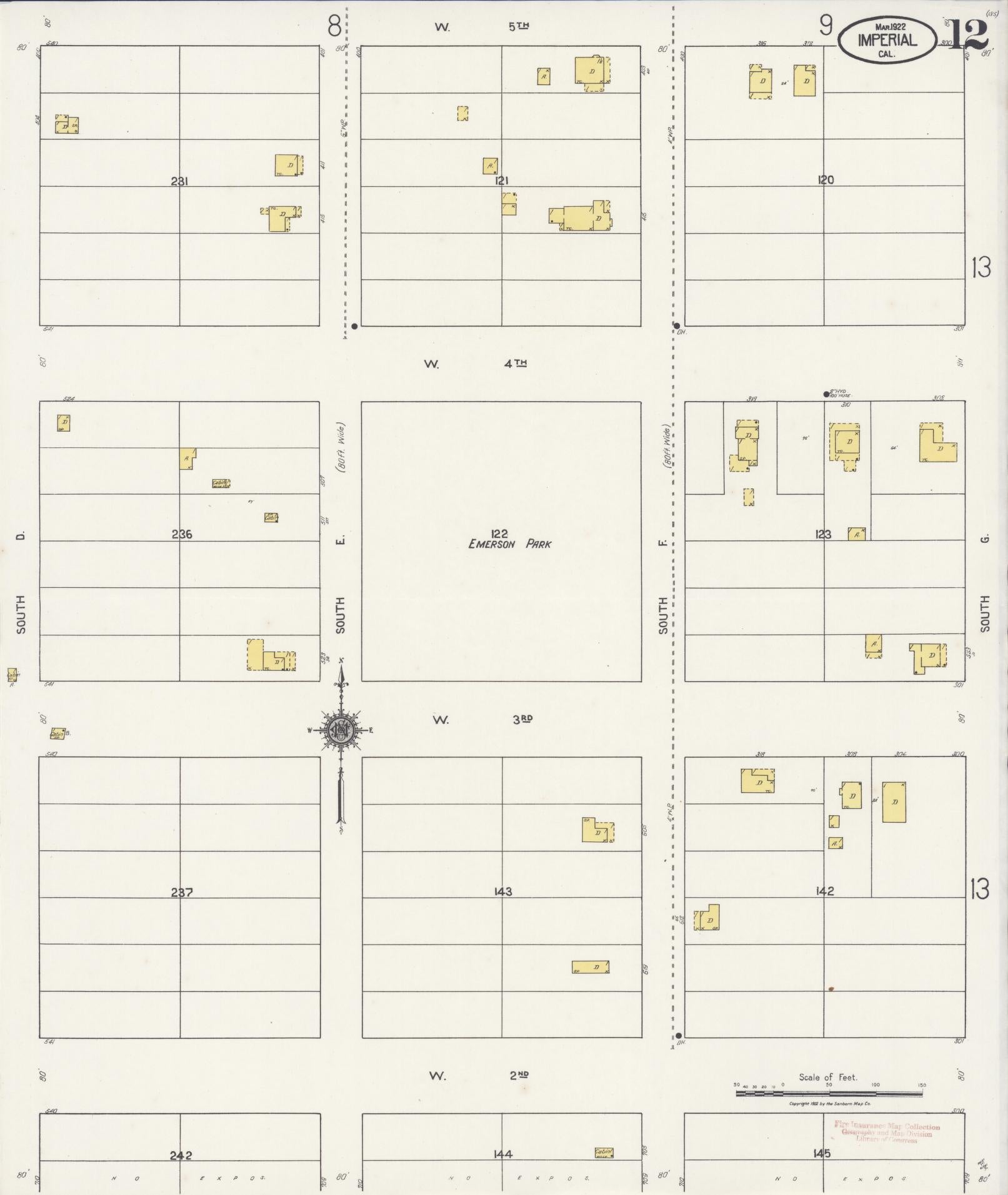 Sanborn Fire Insurance Map from Imperial, Imperial County, California (1922), Sheet #0012 - Historic Sanborn Fire Insurance Map Print, vintage old map wall art, antique decor, genealogy gift, California California map