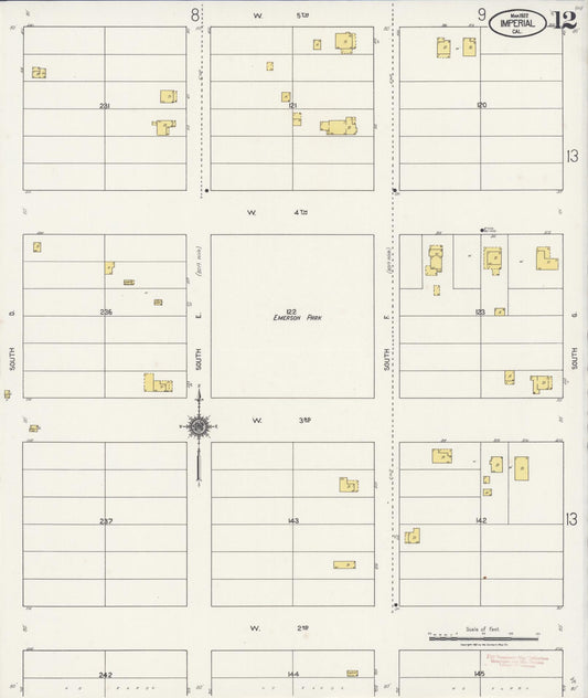 Sanborn Fire Insurance Map from Imperial, Imperial County, California (1922), Sheet #0012 - Historic Sanborn Fire Insurance Map Print, vintage old map wall art, antique decor, genealogy gift, California California map