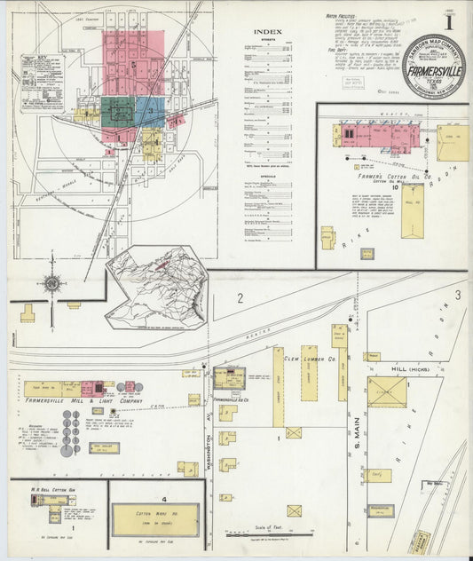 Sanborn Fire Insurance Map from Farmersville, Collin County, Texas (1921), Sheet #0001 - Historic Sanborn Fire Insurance Map Print, vintage old map wall art, antique decor, genealogy gift, Texas Texas map